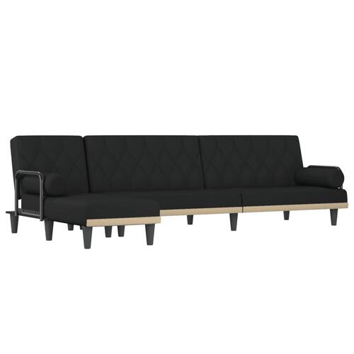 Sovesofa med chaiselong 260x140x70 cm stof sort