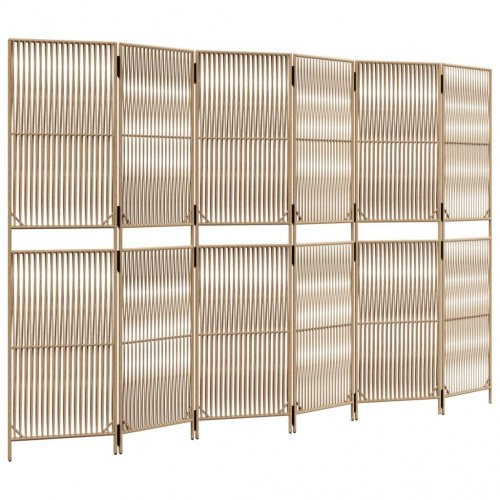 Rumdeler med 6 paneler i polyrattan - beige, foldbar