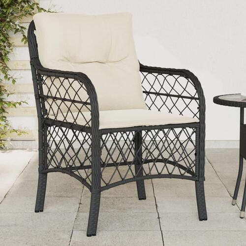 Havestole med hynder 2 stk. polyrattan sort
