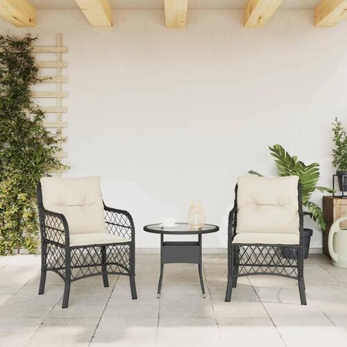 Havestole med hynder 2 stk. polyrattan sort