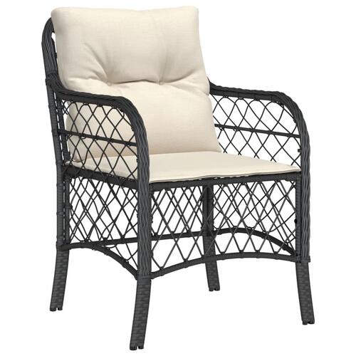 Havestole med hynder 2 stk. polyrattan sort