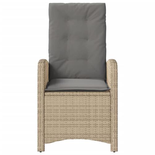 Havestole 2 stk. lænefunktion + hynder polyrattan blandet beige