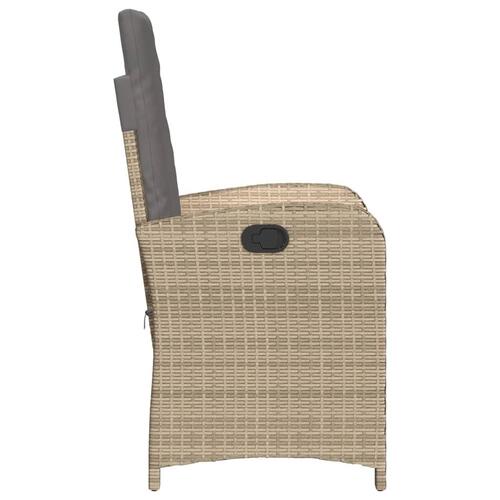 Havestole 2 stk. lænefunktion + hynder polyrattan blandet beige