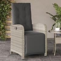 Havestol med lænefunktion og fodstøtte polyrattan lysegrå