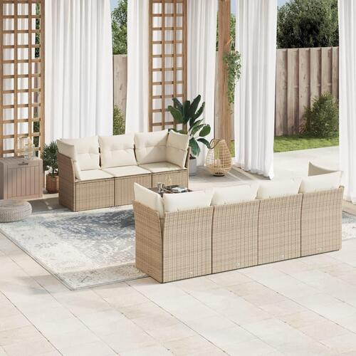 Sofasæt til haven 8 dele med hynder polyrattan beige