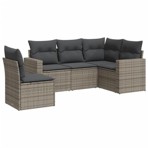 Sofasæt 5 dele med hynder polyrattan grå