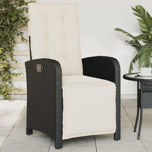 Havestole 2 stk. med lænefunktion og fodstøtte polyrattan sort