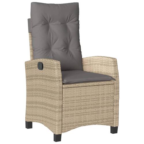 Havestole 2 stk. lænefunktion + hynder polyrattan blandet beige
