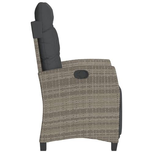 Havestol med justerbart ryglæn og fodstøtte polyrattan grå