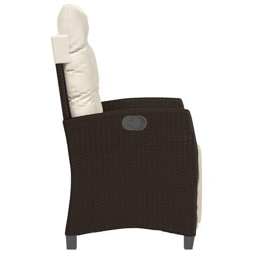 Havestole 2 stk. med lænefunktion og fodstøtte polyrattan brun