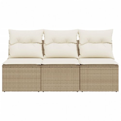 3-personers havesofa i polyrattan med hynder - beige