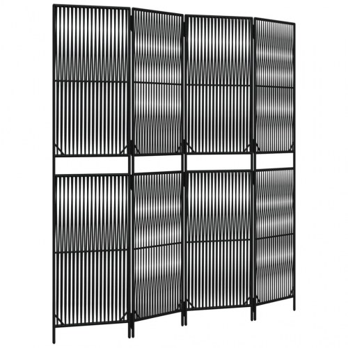 Rumdeler i polyrattan - 4 paneler, sort