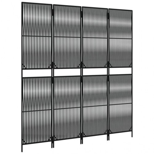 Rumdeler i polyrattan - 4 paneler, sort
