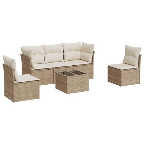 Sofasæt til haven 6 dele med hynder polyrattan beige