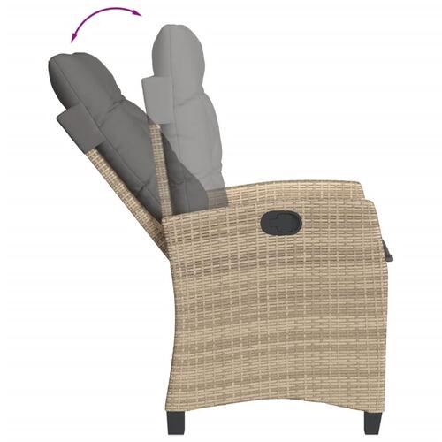 Spisebordssæt til haven 5 dele med hynder polyrattan beige