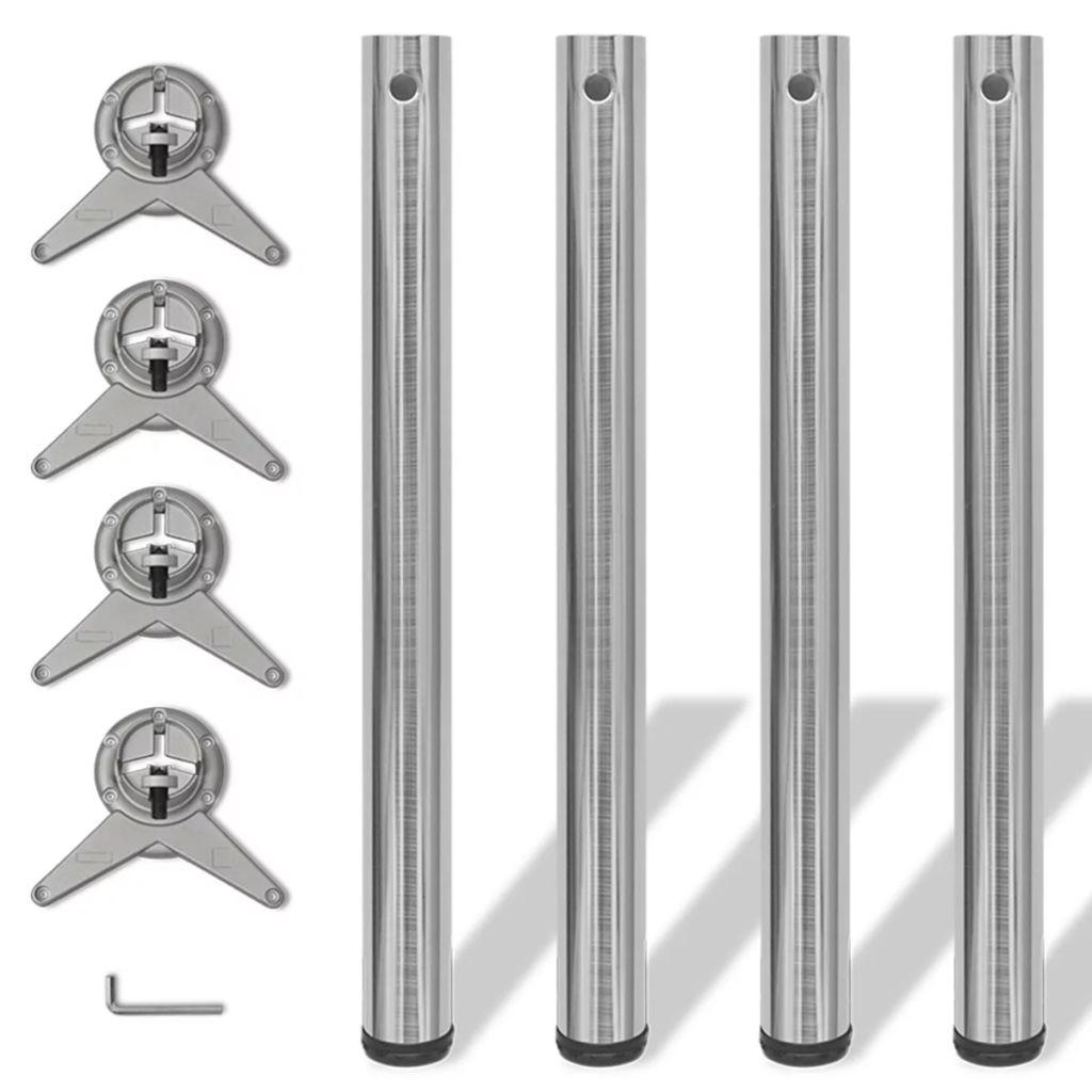 4 bordben, justerbar højde, børstet nikkel, 710 mm