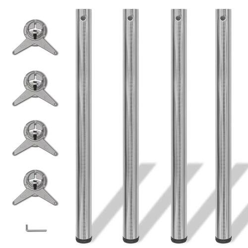 4 bordben, justerbar højde, børstet nikkel, 870 mm