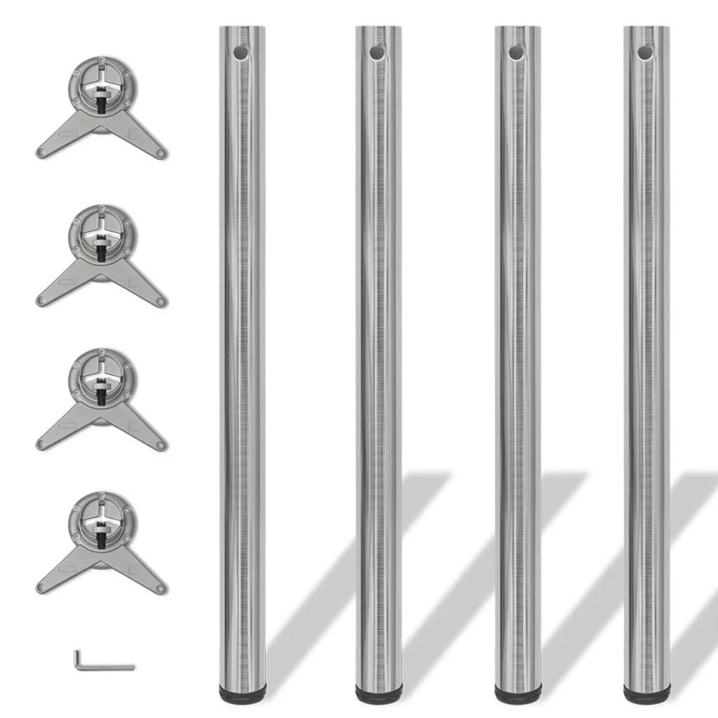 4 bordben, justerbar højde, børstet nikkel, 870 mm