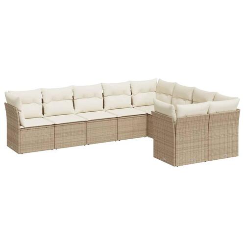 Sofasæt til haven 9 dele med hynder polyrattan beige