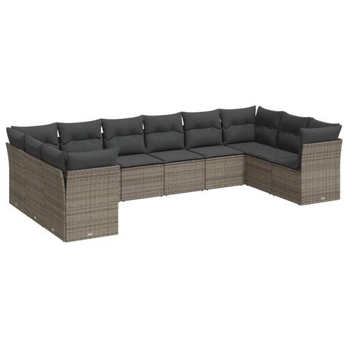 Sofasæt til haven 10 dele med hynder polyrattan grå