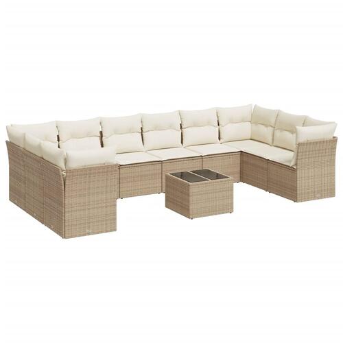 Sofasæt til haven 11 dele med hynder polyrattan beige