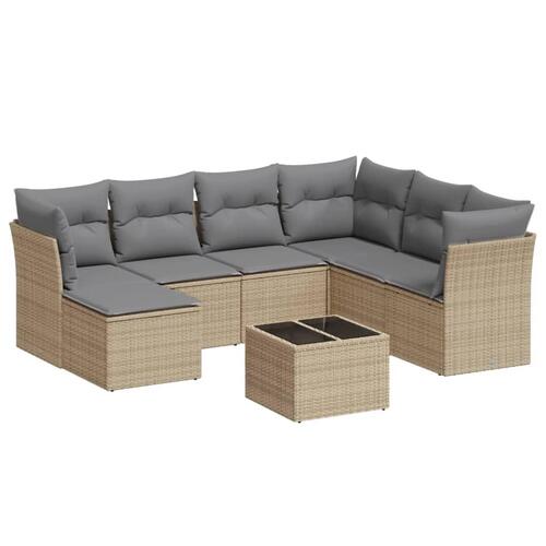Sofasæt til haven 8 dele med hynder polyrattan beige