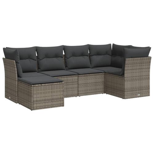 Sofasæt til haven 6 dele med hynder polyrattan grå