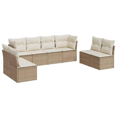 Sofasæt til haven 8 dele med hynder polyrattan beige
