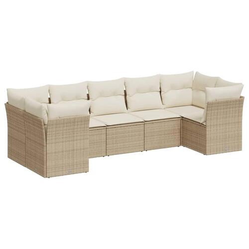 Sofasæt til haven 7 dele med hynder polyrattan beige