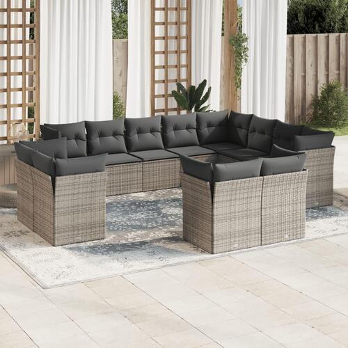 Sofasæt til haven 12 dele med hynder polyrattan grå