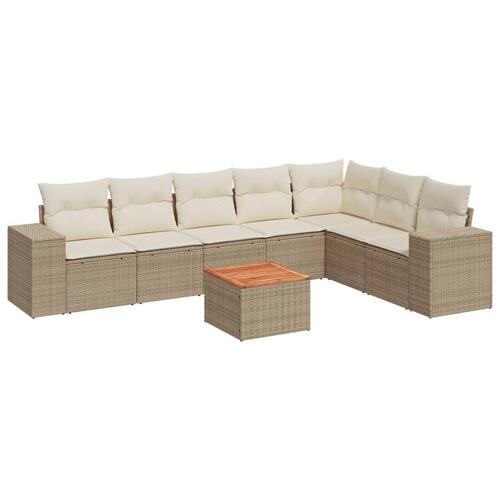 Sofasæt til haven 8 dele med hynder polyrattan beige