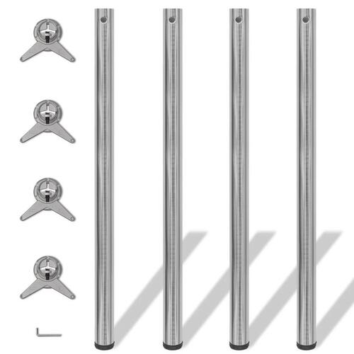 4 bordben, justerbar højde, børstet nikkel, 1100 mm