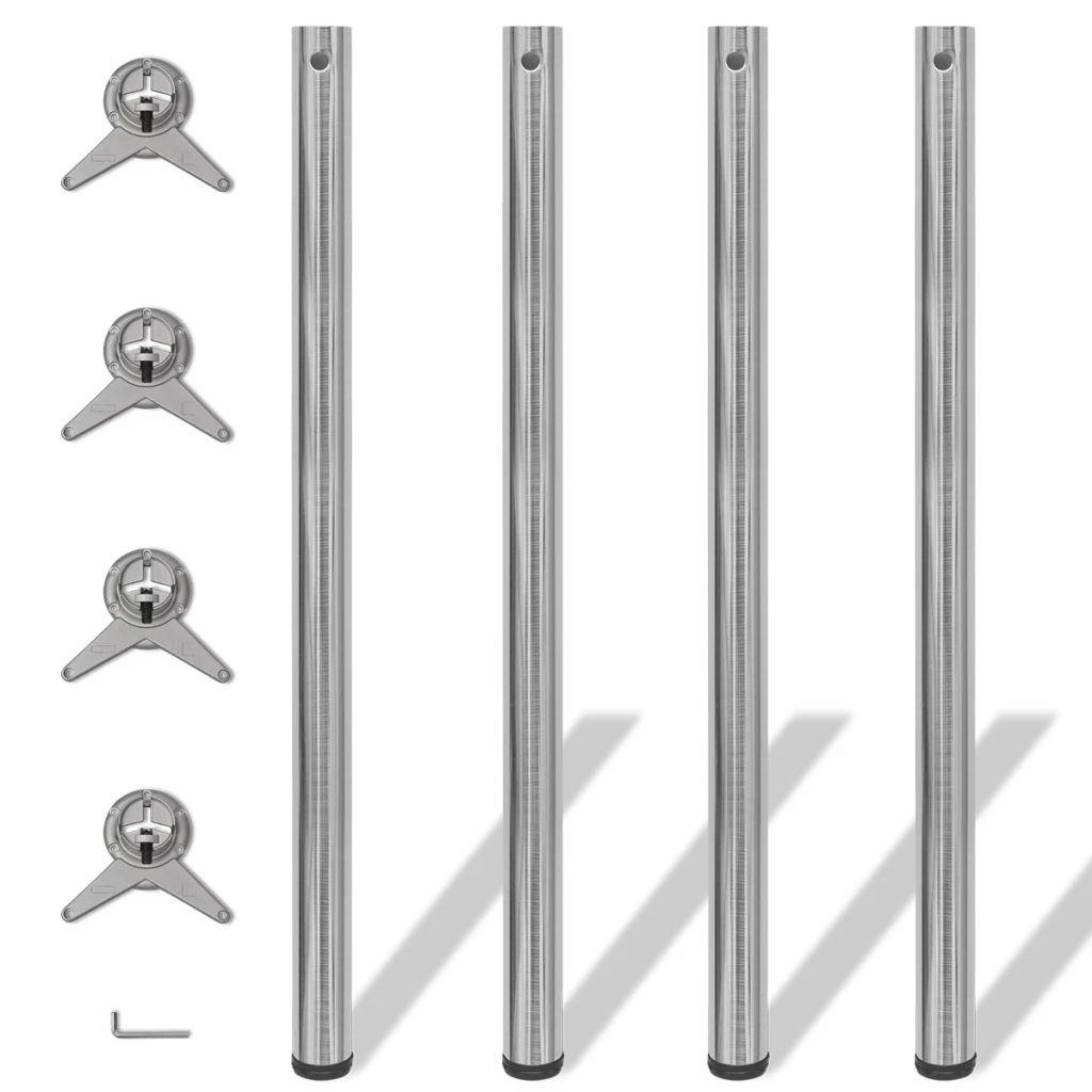 4 bordben, justerbar højde, børstet nikkel, 1100 mm