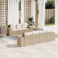 Sofasæt til haven 8 dele med hynder polyrattan beige