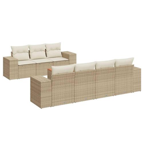 Sofasæt til haven 8 dele med hynder polyrattan beige