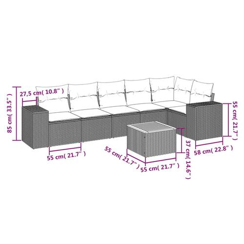 Sofasæt til haven 7 dele med hynder polyrattan beige