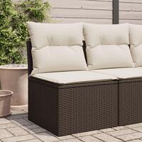 Havestol med hynder uden armlæn polyrattan brun