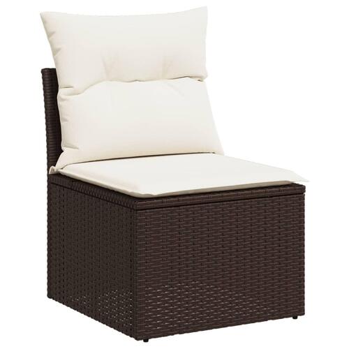 Havestol med hynder uden armlæn polyrattan brun