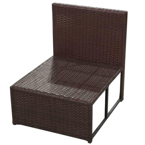 Loungesæt til haven 8 dele med hynder polyrattan brun