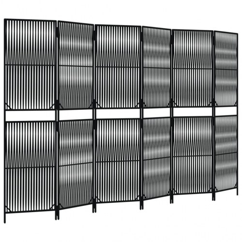 Rumdeler i polyrattan - 6 paneler, sort