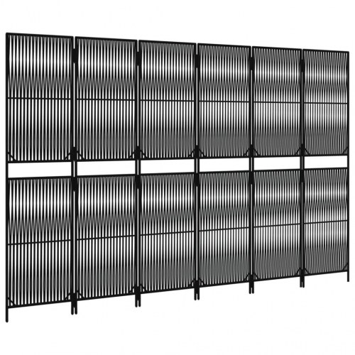 Rumdeler i polyrattan - 6 paneler, sort