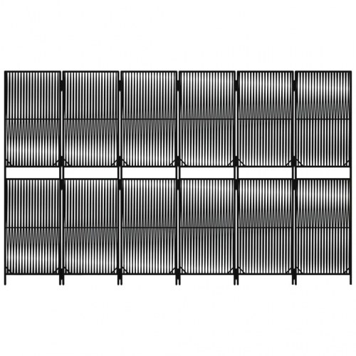 Rumdeler i polyrattan - 6 paneler, sort