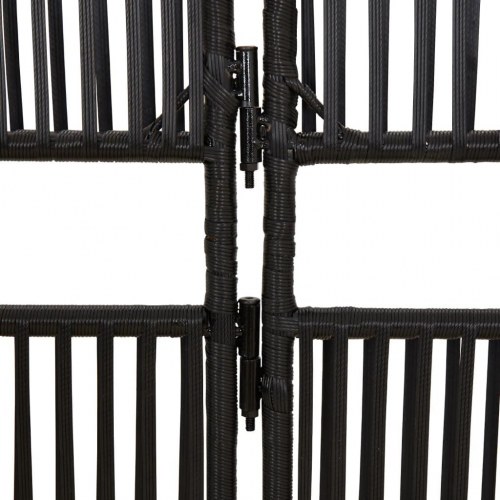 Rumdeler i polyrattan - 6 paneler, sort