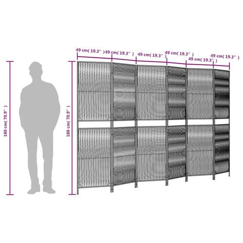 Rumdeler 6 paneler polyrattan grå