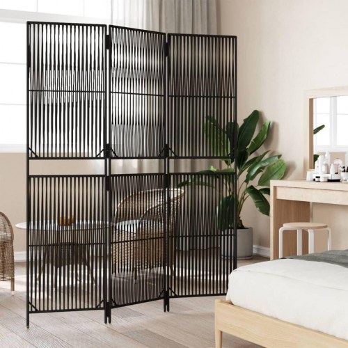Rumdeler i polyrattan - 3 paneler, sort