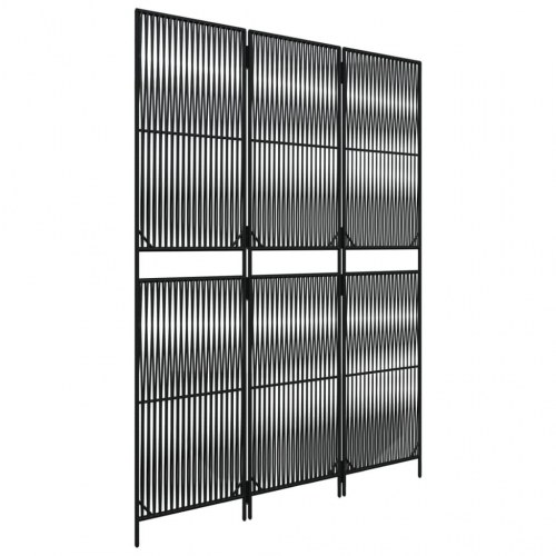 Rumdeler i polyrattan - 3 paneler, sort