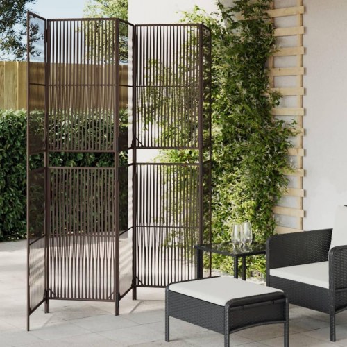 Rumdeler i polyrattan - 5 paneler, brun