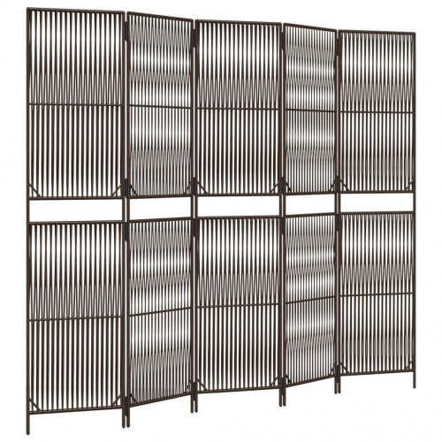 Rumdeler i polyrattan - 5 paneler, brun