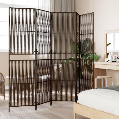 Rumdeler i polyrattan - 5 paneler, brun