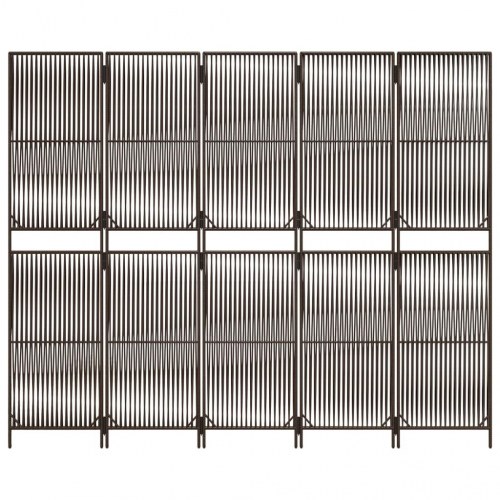 Rumdeler i polyrattan - 5 paneler, brun